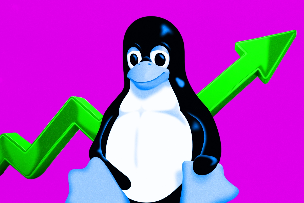 The Steam logo recolored in Tux the penguin's black and yellow against a dark gradient
